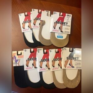 3/$20 Secret Low Cut Foot Covers Black/Nude/Lace NWT